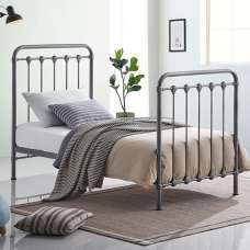 Helki Metal Single Bed In Speckled Silver And Black - UK