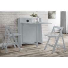 Hanaye Grey Wooden Dining Table With 2 Folding Chairs - UK