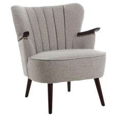 Helsinki Fabric Bedroom Chair With Brown Legs In Taupe - UK