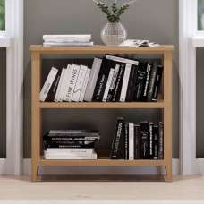 Helvane Solid Wood Bookcase with 2 Shelves in Oak - UK