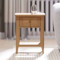 Helvane Solid Wood Side Table with 1 Drawer in Oak - UK