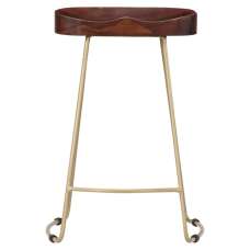 Henley 62cm Wooden Bar Stools With Brass Legs In Walnut - UK