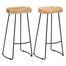 Henley 78cm Brown Wooden Bar Stools With Black Legs In A Pair - UK