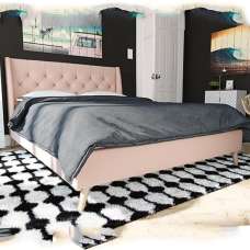 Heron Linen Fabric King Size Bed In Pink - UK
