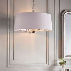 Herriman 3 Light Fabric Shade Ceiling Light In Bright Nickel - UK