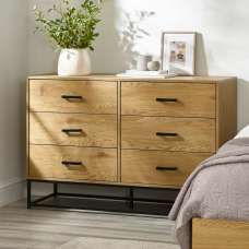 Herriman Wooden Chest Of 6 Drawers - Light Oak - UK
