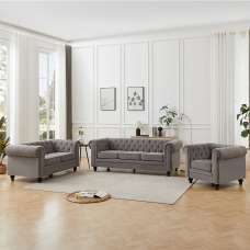 Hertford Fabric 3+2+1 Seater Sofa Set In Grey - UK