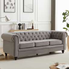 Hertford Fabric 3 Seater Sofa In Grey - UK