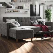 Henley Fabric Sofa Bed With Oak Legs In Grey - UK