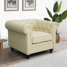 Hertford Chesterfield Faux Leather 1 Seater Sofa In Ivory - UK