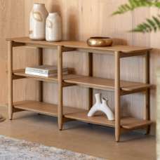 Hervey Wide Wooden Bookcase With 4 Shelves In Natural - UK