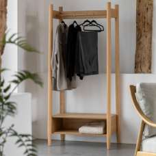 Hervey Wooden Coat Rack With 1 Shelf In Natural - UK