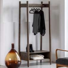 Hervey Wooden Coat Rack With 1 Shelf In Smoked - UK