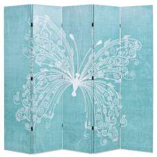 Hessa Folding 200cm x 170cm Room Divider In Butterfly Blue - UK