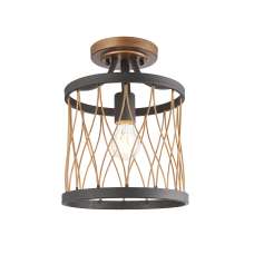 Heston Rustic Bronze Semi Flush Light In Matt Black - UK