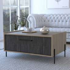 Heswall Wooden Coffee Table With 1 Flip Door In Oak And Grey - UK