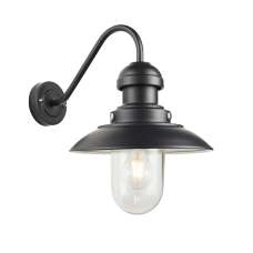 Hewitt Clear Glass Shade Wall Light In Matt Black - UK