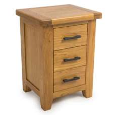 Hewitt Wooden Bedside Cabinet With 3 Drawers In Rustic Oak - UK