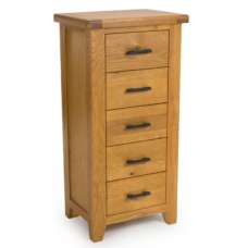Hewitt Wooden Chest Of 5 Drawers In Rustic Oak - UK