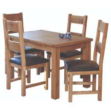 Hewitt Wooden Extending Dining Set With 4 Chairs In Rustic Oak - UK