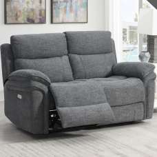 Hialeah Fabric Electric Recliner 2 Seater Sofa In Dark Grey - UK
