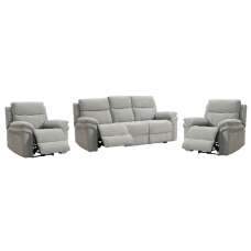 Hialeah Fabric Electric Recliner 3+1+1 Seater Sofa Set In Light Grey - UK