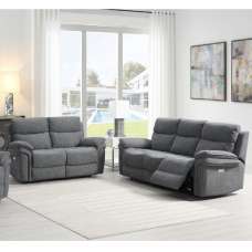 Hialeah Fabric Electric Recliner 3+2 Seater Sofa Set In Dark Grey - UK