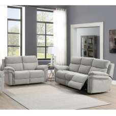 Hialeah Fabric Electric Recliner 3+2 Seater Sofa Set In Light Grey - UK