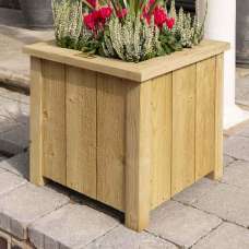 Hidalgo Wooden Square Planter in Natural - UK
