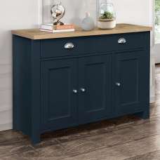 Highland Wooden Sideboard With 3 Doors 2 Drawers In Blue And Oak - UK