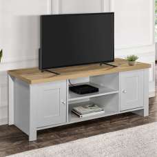 Highland Wooden TV Stand With 2 Doors In Grey And Oak - UK