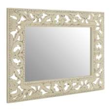 Hildome Rectangular Wall Bedroom Mirror In Cream Frame - UK