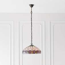 Hinton Large Tiffany Glass Pendant Ceiling Light In Multicolour - UK