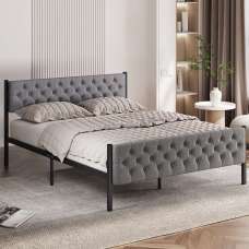 Hirosa Metal Small Double Bed in Grey - UK
