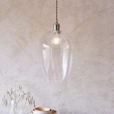 Hixson Large Hammered Glass Pendant Ceiling Light In Nickel - UK