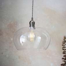 Hixson Medium Clear Glass Ceiling Pendant Light In Bright Nickel - UK