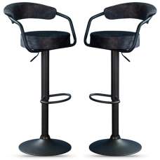 Hobart Charcoal Fabric Bar Stools - Pair - UK