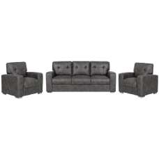 Hobart Fabric 3+1+1 Seater Sofa Set In Dark Grey - UK