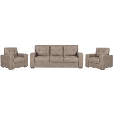 Hobart Fabric 3+1+1 Seater Sofa Set In Taupe - UK