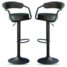 Hobart Olive Fabric Bar Stools - Pair - UK