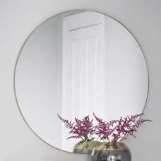 Hobart Round Portrait Bevelled Mirror In Champagne - UK