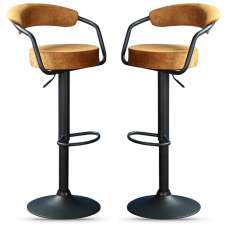 Hobart Rust Fabric Bar Stools - Pair - UK