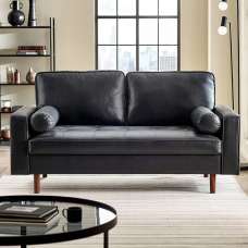Hobbs Faux Leather 3 Seater Sofa With Bolsters - Black - UK