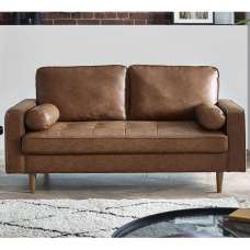 Hobbs Faux Leather 3 Seater Sofa In Brown - UK
