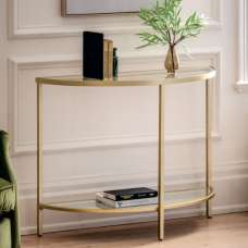 Hobson Clear Glass Console Table With Champagne Frame - UK