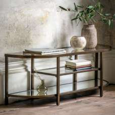 Hobson Clear Glass TV Stand With Bronze Frame - UK