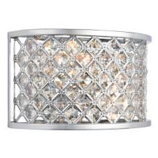 Hobson Crystal Glass Wall Light With Chrome Frame - UK