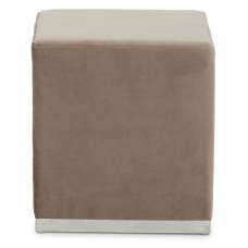 Hogan Square Velvet Stool With Silver Steel Base In Mink - UK
