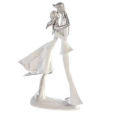 Hold Me Poly Design Sculpture In White And Silver - UK