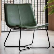 Holland Leather Lounge Chair With Metal Frame In Green - UK